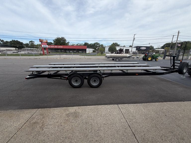 Heavy-duty trailer for transporting boats or equipment at Hall's Sport Center.