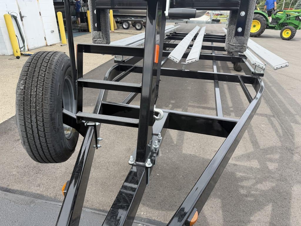 Heavy-duty trailer for sports equipment transport at Hall's Sport Center.