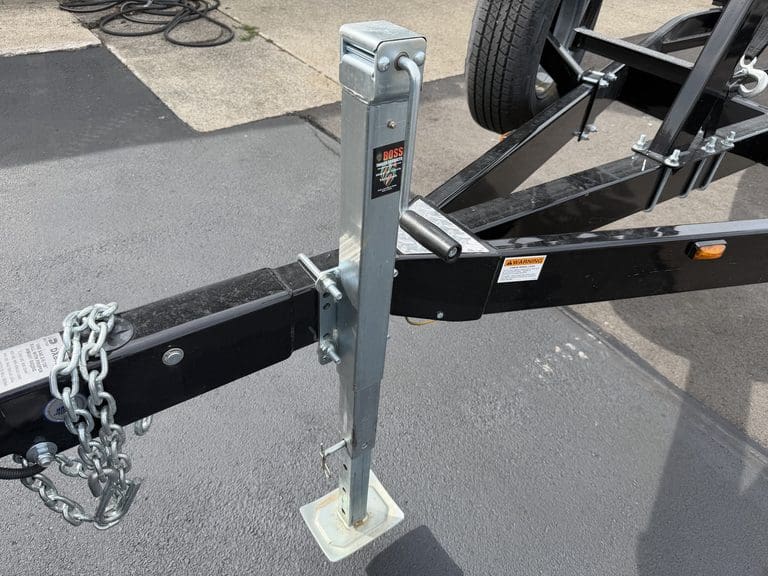 Trailer hitch and safety chains at Hall's Sport Center.