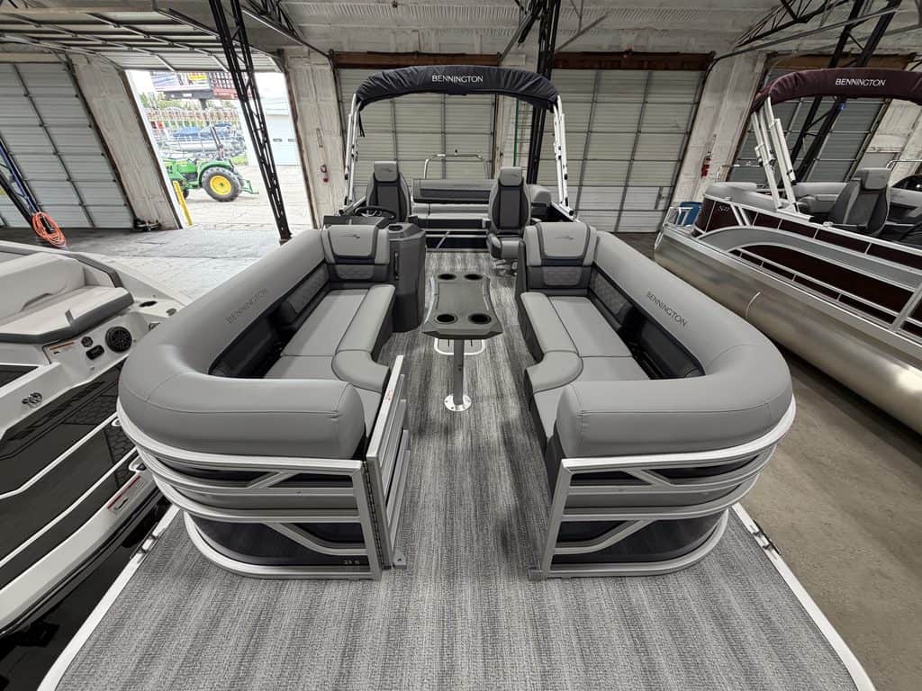Bennington 23 SSB pontoon boat at Hall's Sport Center.