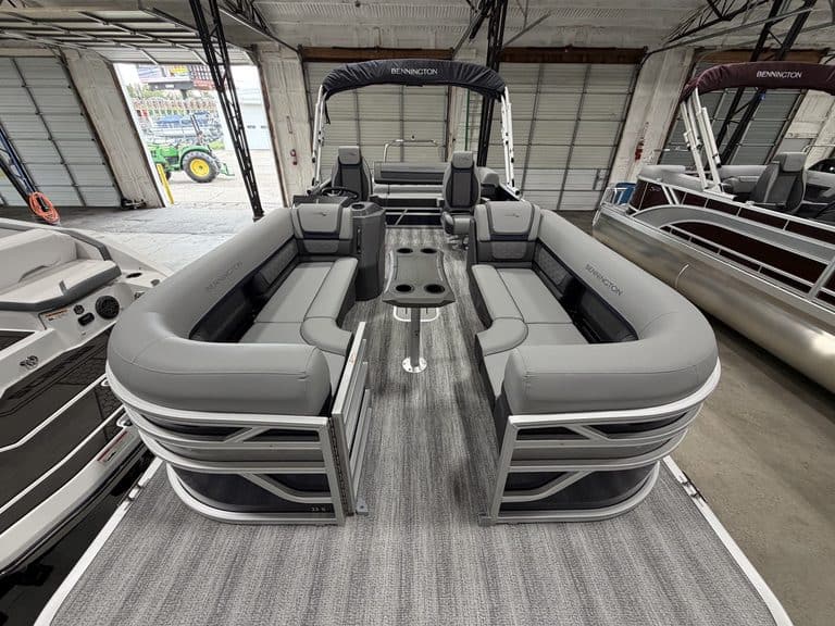 Bennington 23 SSB pontoon boat at Hall's Sport Center.