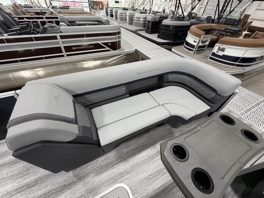 Bennington pontoon boat displayed at Hall's Sport Center for sale or demo.