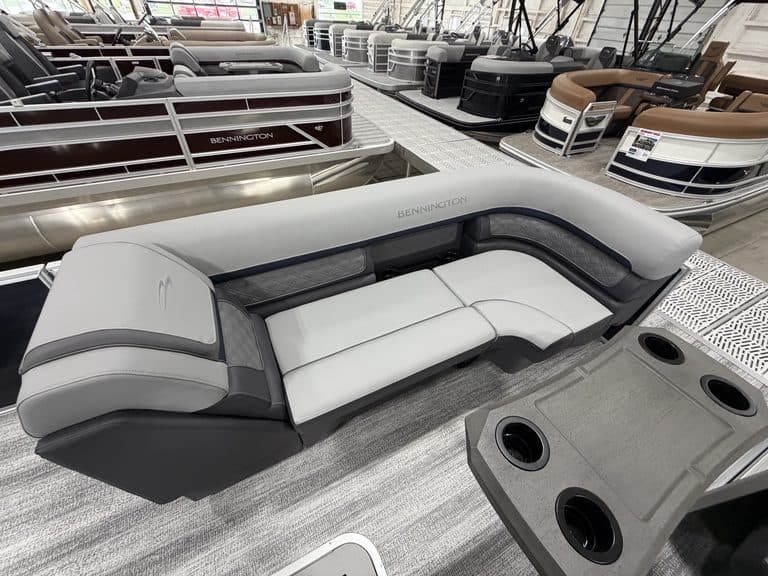 Bennington pontoon boat displayed at Hall's Sport Center for sale or demo.