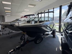 Yamaha Jet SX192 boat displayed indoors at Hall's Sport Center.