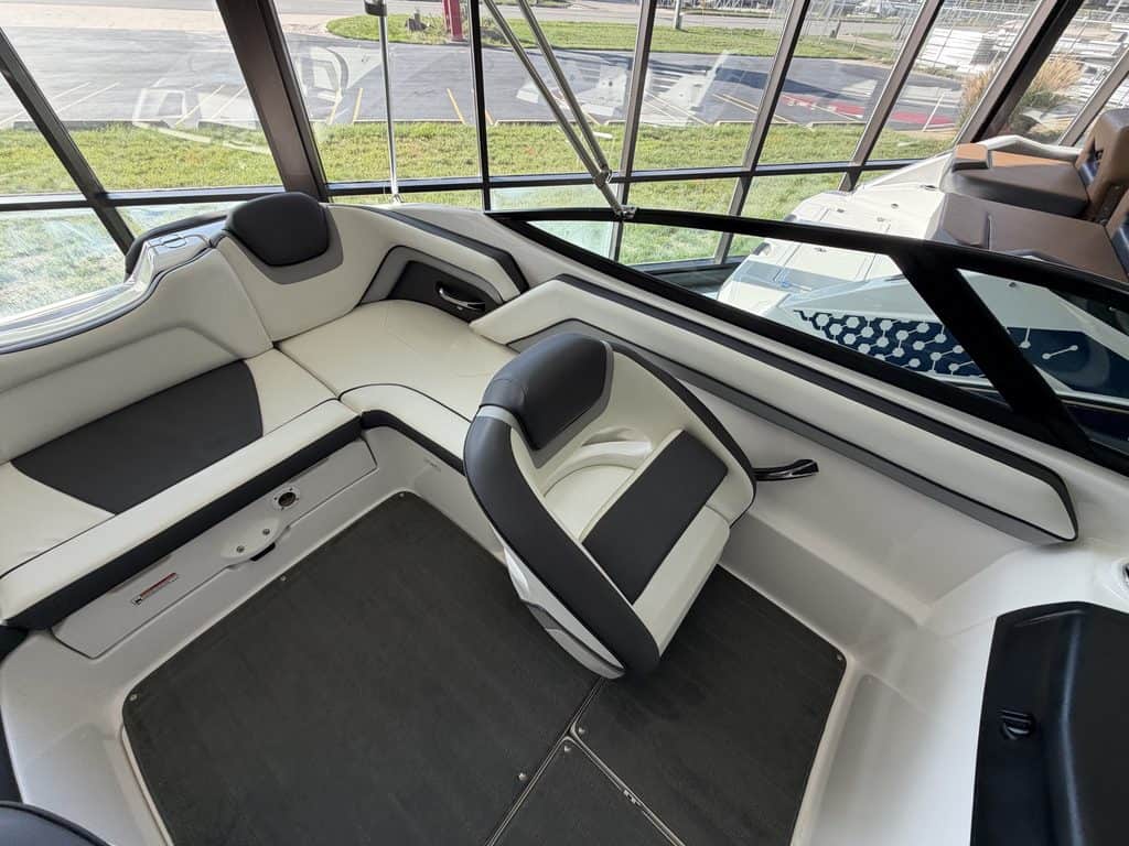 Close-up of Yamaha Jet SX192 boat cockpit and seating area.