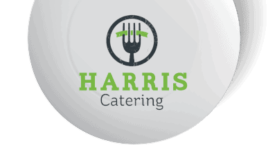 Harris Catering logo with fork and green text for All Season Innovations.