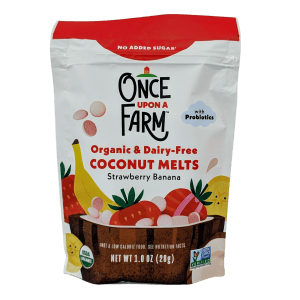 Healthy Roots Organic Coconut Melts Strawberry Banana baby snacks for healthy eating.
