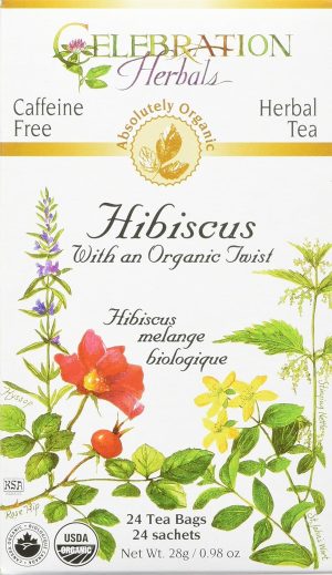 Hibiscus herbal tea with organic twist, caffeine free, and herbal tea benefits.