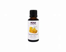 NOW Helichrysum essential oil 1oz bottle for natural healing and skincare.