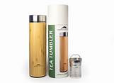Eco-friendly MRH Tea Tumbler with bamboo and stainless steel design.