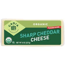 Cadia Organic Sharp Cheddar Cheese 8oz package for healthy eating.