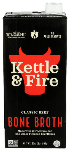 Kettle & Fire Bone Broth Beef 32oz with grass-fed ingredients and no preservatives.