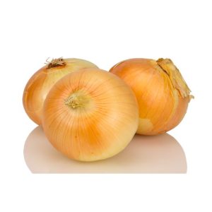 Fresh organic yellow onions on a white background for healthy recipes.