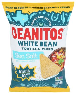 Healthy Beanitos White Bean Sea Salt Tortilla Chips for Snacking.
