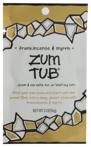 Frankincense and Myrrh bath salt packet for relaxing bath experience.