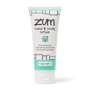 Zum hand and body lotion with sea salt, 6oz, for moisturizing skin.