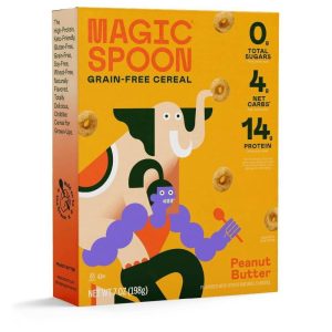 Healthy Roots Magic Spoon Peanut Butter Grain-Free Breakfast Cereal box.