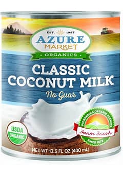 Healthy Roots Azure Organic Coconut Milk 13.5oz for cooking and beverages.