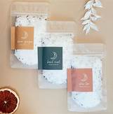Herbal bath tea packets from Healthy Roots with natural ingredients and soothing scents.