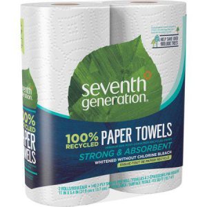 Eco-friendly Seventh Generation paper towels made from 100% recycled materials.