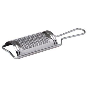 7-inch stainless steel nutmeg grater with handle for kitchen use.