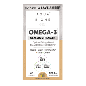 Aqua Biome Omega-3 Fish Oil Softgels for heart, brain, and joint health.