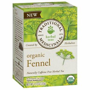 Organic fennel herbal tea for digestion, USDA Organic, caffeine-free, 16 tea bags.