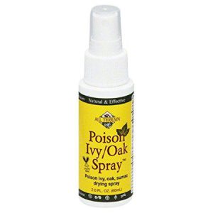 Poison ivy and oak spray for skin protection and relief.