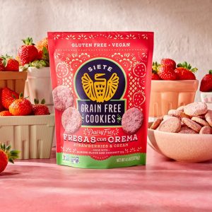 Healthy Siete grain free cookies with strawberries and cream flavor.