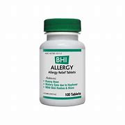 Bhi Allergy Relief 100T bottle for allergy relief and immune support.