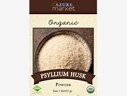 Organic Psyllium Husk Powder in a clear bag, healthy roots branding.