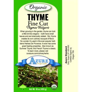 Fresh organic thyme leaves in a package for culinary use.