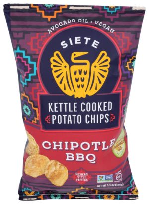Kettle cooked potato chips with chipotle BBQ flavor from Healthy Roots.