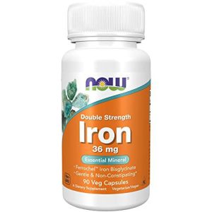 NOW Iron 36 mg supplement bottle for healthy iron intake.
