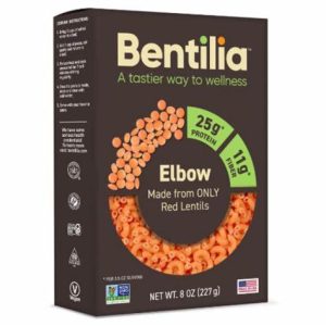 Healthy Bentilia red lentil elbows pasta for nutritious meals.