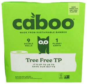 Eco-friendly Caboo toilet paper made from sustainable bamboo, 9 double rolls, eco-conscious choice.