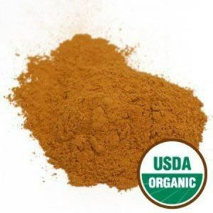 Organic Ceylon cinnamon powder with USDA Organic label for health benefits.