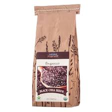 Organic black chia seeds in a resealable bag for healthy eating.