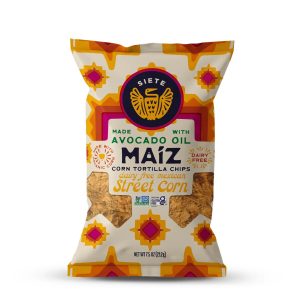 Healthy Roots Siete Mexican Street Corn Tortilla Chips with avocado oil.