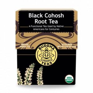Black Cohosh Root Tea box with organic and USDA certified labels.