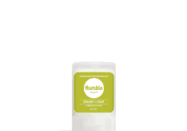 Travel size vegan deodorant with bergamot and ginger scent by Humble Brands.