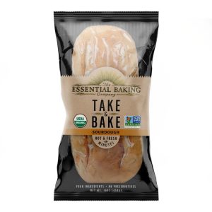 Fresh sourdough bread from The Essential Baking Company in packaging.