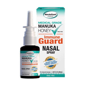 Immuneguard nasal spray with Manuka honey for immune support.