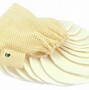 Set of eco-friendly reusable cotton makeup remover pads with a storage pouch.
