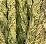 Close-up of a 4-inch sweetgrass braid for healthy roots and natural hair care.