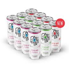 CaliWater cactus prickly pear water cans, 12 fl oz, fresh and healthy beverage.