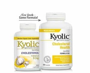 Kyolic aged garlic extract capsules for cholesterol health support.