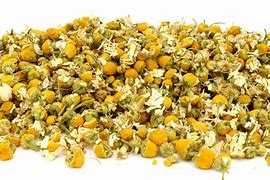 Dried chamomile flowers for herbal tea and remedies.