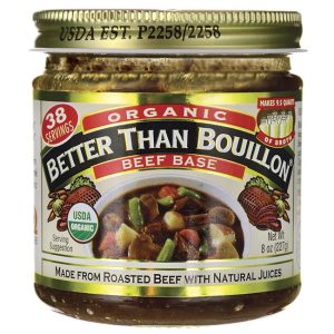 Organic beef base in jar for cooking, 8oz size, natural juices, USDA organic.
