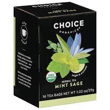 Organic mint and sage herbal tea box for healthy roots.